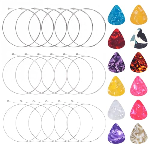 18 PCS Electric Guitar String, 3 Full Sets and 12 Picks with Stainless Steel Core Guitar Electric 6...