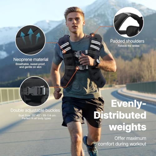Image of VEVOR Weighted Vest, 12 /16 /20 /30 lbs Weight Vest with Reflective Stripe, Adjustable Buckle Body Weight Vest, Workout Equipment for Strength Training, Running, Jogging, Fitness, and Weight Loss
