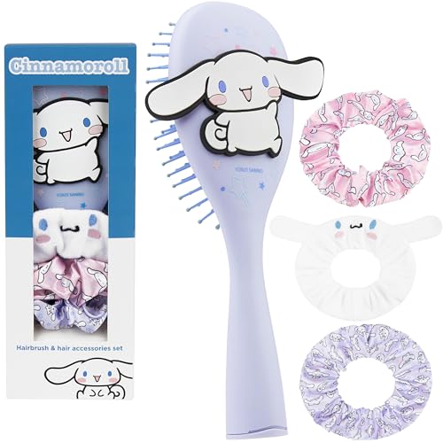 Hello Kitty Sanrio Hair Brush & Scrunchies Set for Girls, Teens, ...