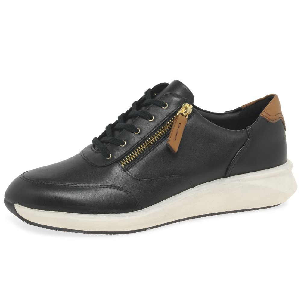 Clarks women's Un Rio Zip Sneaker, Black Black Leather, 5.5 UK (39 EU)