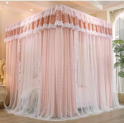 Fabric Bed Drapes Mesh Protection Canopy Shielding Netting, King Size Queen Twin Size Mosquito Net Canopy，Canopy Bed Frame Post Poles 4 Corner Mosquito Netting Bracket, Stainless Steel Mosqu