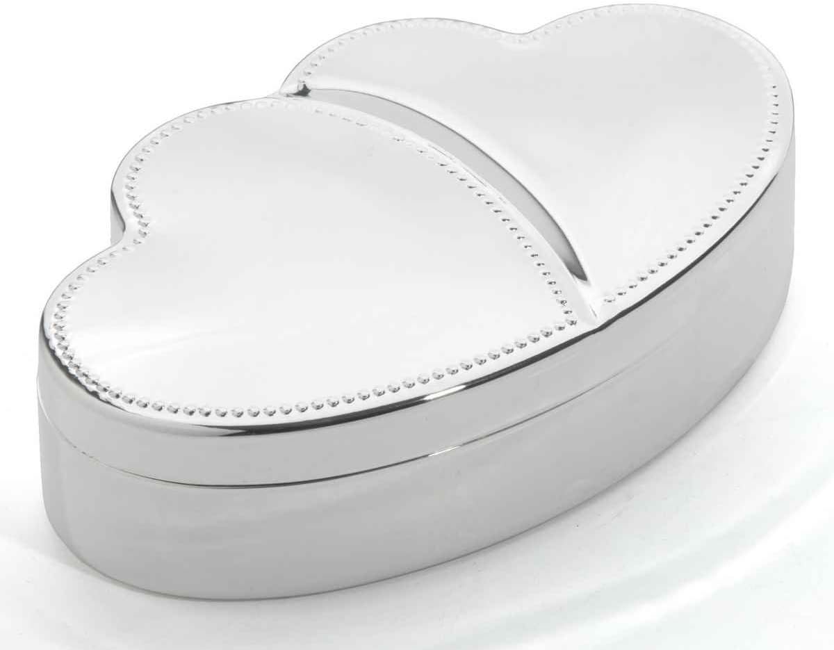Zilverstad Double Heart Jewellery Box, Silver
