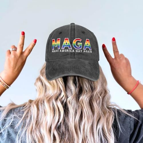 Image of Gay Pride Rainbow Trucker Hat for Men and Women LGBT Embroidered Adjustable Washable LGBTQ Baseball Cap Gifts