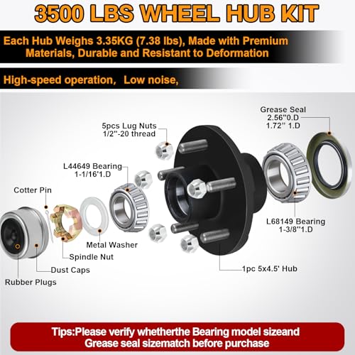 image for Hitchvoyager 1 Set Trailer Hub kit 5 Bolt 4.5