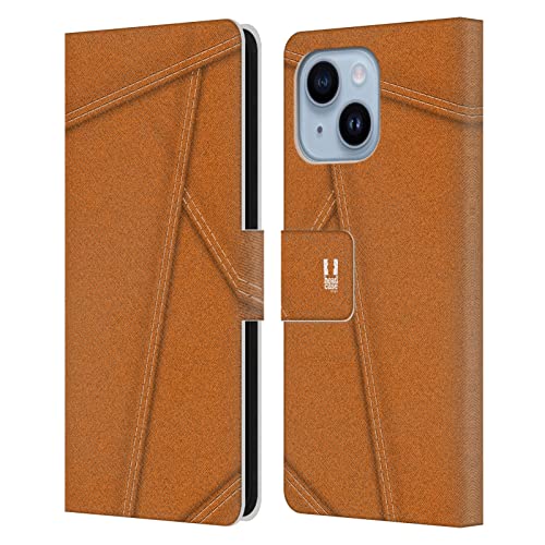 Étui en cuir iPhone 14 Plus Mandarine Patchwork aux finitions soignées et durables
