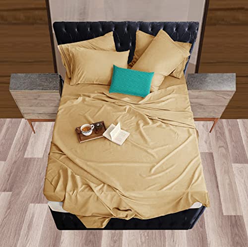 Image of Mocassi Hotel Luxury 1800 Thread Count Bedding Pillowcases Standard Size Set of 2 - Pillow Covers - Pillow Protector - Cooling Pillowcases (Set of 2 Standard /Queen Size, Gold)