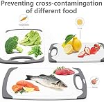 Cutting Boards for Kitchen, Plastic Chopping Board Set of 4 with Non-Slip Feet and Deep Drip Juice Groove, Easy Grip Handle