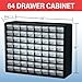 Akro-Mils 64-Drawer Plastic Drawer Storage Cabinet for Garage Organization, Bead Organizer, Building Bricks Storage, Teacher Toolbox, Makeup Organizer, 20-Inch W x 6-Inch D x 16-Inch H, 10764 Black