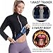 Sauna Suit for Women, Women's Sauna Jacket with Pockets, Slimming Burn Fat Tummy Control Training Workout Top Long Sleeve,S,Black