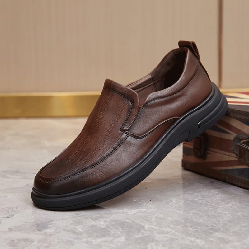 Men's Breathable Genuine Leather Brogue Oxfords Mens Business Casual Loafers Formal Oxford Slip On Dress Shoes3