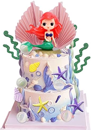 Morofme Mermaid Cake Topper 16pcs Under the Sea Cake Toppers Mermaid Birthday Baby Shower Cake Cupcake Topper Mermaid Mini Figurines Mermaid Cake Decoration for Mermaid Theme Princess Underwater Party