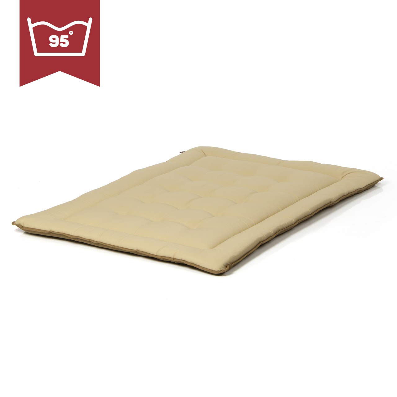 Wallace & Jones | Wendedecke pflegeleicht waschbar bis 95°C - gepolsterte Indoor/Outdoor Liegedecke für Hunde | XL - 130 x 90 cm - Beige/Braun