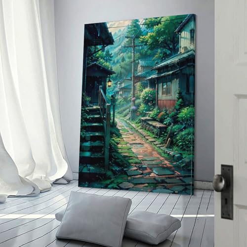 Décoration murale 3D rue pluvieuse pour rompre la monotonie d'un mur salon