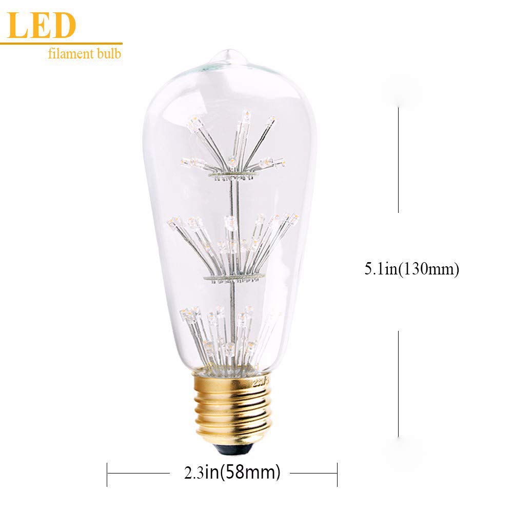 LED Edison Ampoule 3W ST64 Retro Edison Gypsophile Ampoule E27 LED Rétro Feu d'artifice Décorative ampoule 2200K 220V,5pcs