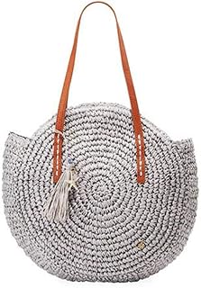 شنطة توت كروشيه للبنات للشاطىء، رمادى