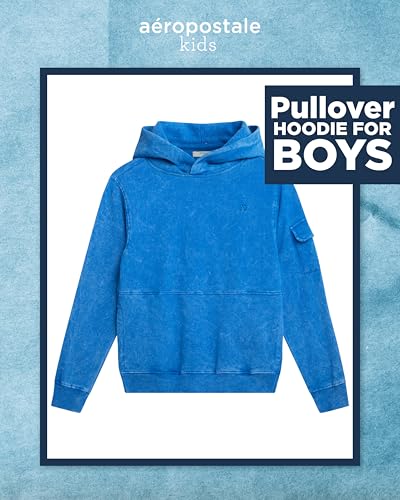 AEROPOSTALE Boys' Pullover Hoodie - Comfortable Fit Fleece Hoodie with Patch Pocket on Sleeve - Hoodies for Boys (Sizes:8-16)2