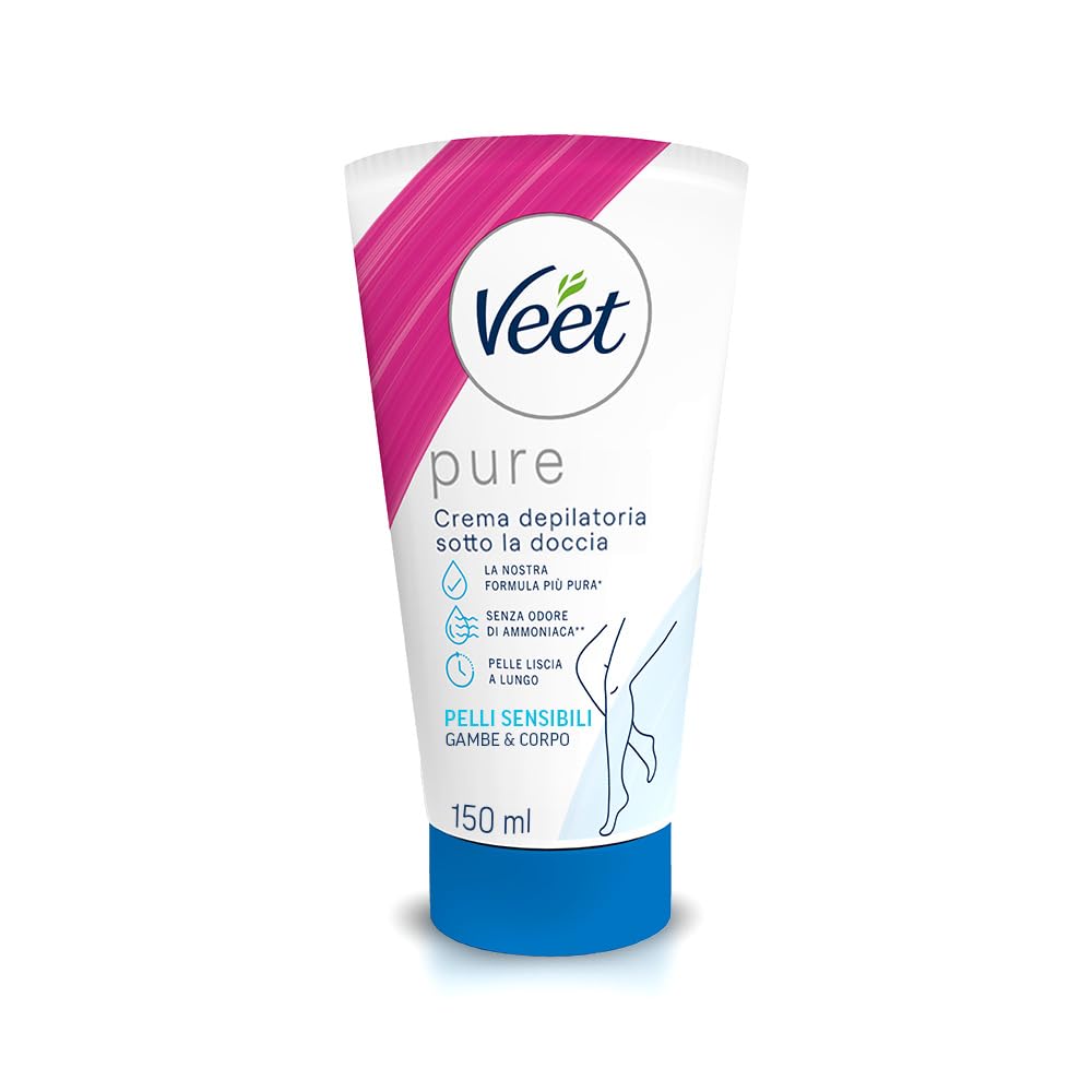 Veet Silk & Fresh Technology Crema Depilatoria Sotto la Doccia per Pelli Sensibili - 150 ml