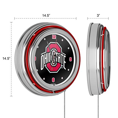 Ohio State Shadow Brutus Chrome Double Ring Neon Clock #TOP2