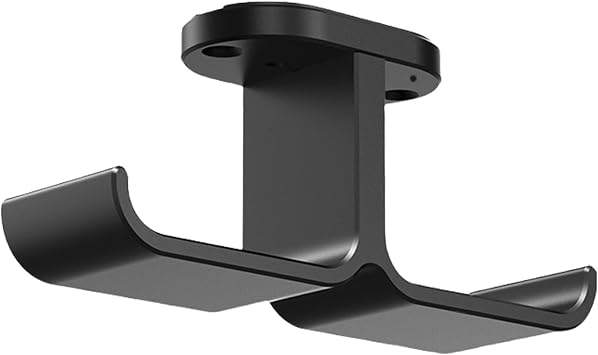 Double Headphone Stand Hanger Under Desk Mount Hook Storage Rack for Office and Home Space Saving Metal Bracket Black