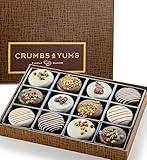 Valentines Day Cookies Gift Basket - 12 Gourmet Chocolate Covered Sandwich Cookies with Assorted Toppings - Romantic Food Gift Box for Him, Husband, Fathers Day, Mothers Day, Family, Men & Women.