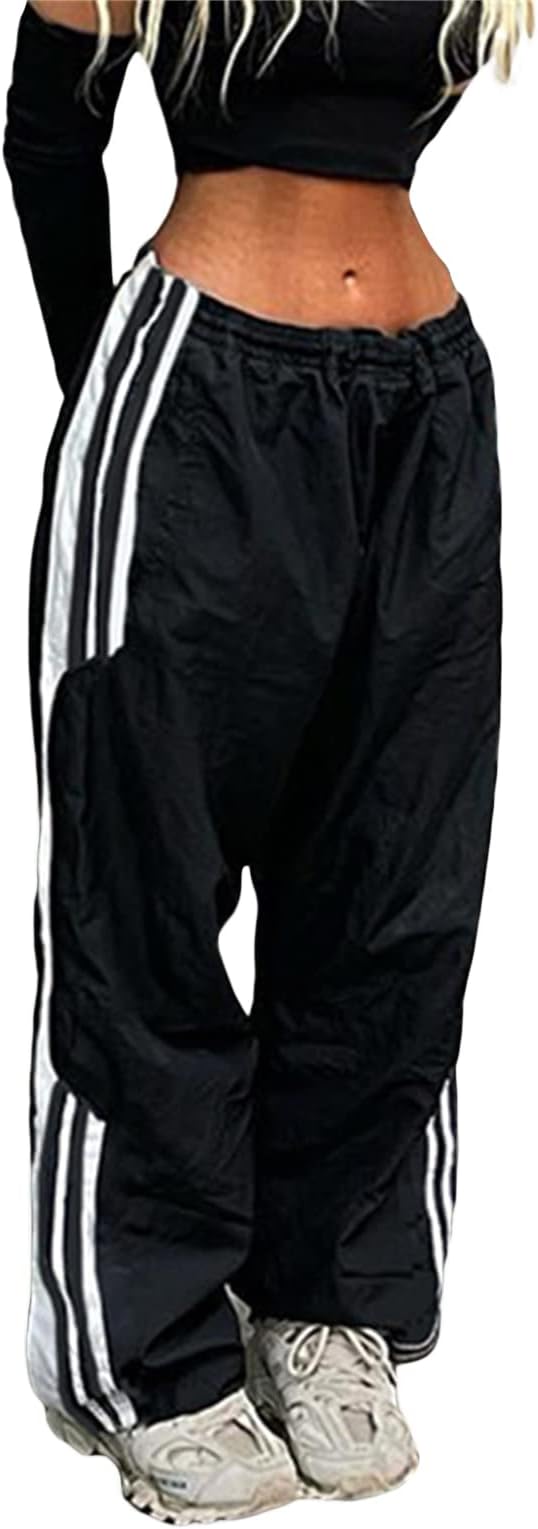 Women Streetwear Sweatpants Elastic Waist Loose Wide Leg Joggers Y2k Star Print Baggy Cargo Pants Punk Harajuku 90s