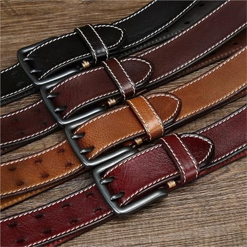 Ceinture vintage cuir de vachette pleine fleur homme double couture