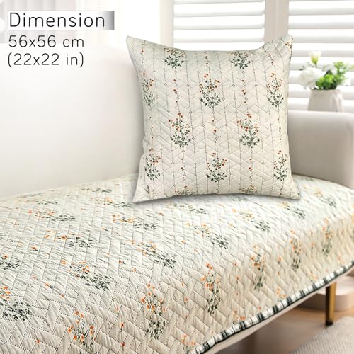 Image of HOKIPO Printed Cushion Cover 22x22 in, Light Green Ash Gypsy Flower