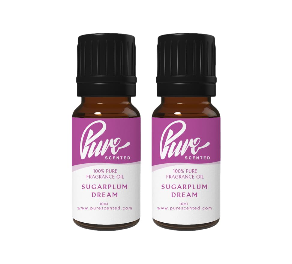 Pure Scented 20ml Fragrance Oils - 2 x 10ml Suitable for Candles, Soaps, Slime, Diffusers, Cosmetics, Wax Melts, Designer (2 x 10ml, Sugarplum Dream)