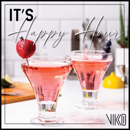 Vikko Cocktail Glasses Set Of 4, Crystal Clear 6 Ounce Stemless Martini Glasses, Elegant Glasses For Martini, Vodka, Cocktail #TOP4