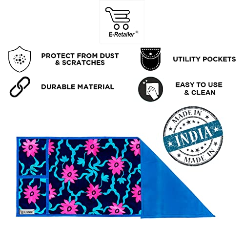 Image of Polyester 3-Layered Microwave Oven Top Cover With 4 Utility Pockets Suitable for Upto 30 Liter (Color- Blue, Size-36x14 Inches)