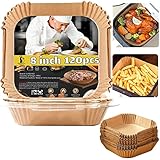 4 qt Air Fryer Liners, Disposable 120Pcs 4qt air fryer liner for Chefman 4 quart GreenLife 4.5 QT Cuisinart Airfryer, Non-stick Parchment Paper for Frying, Baking- Unbleached