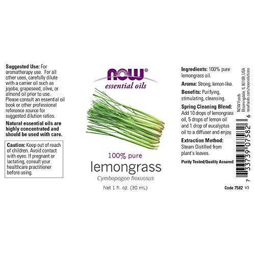 Aceite de Lemongrass NOW Essential Oils 1 oz miniatura 2