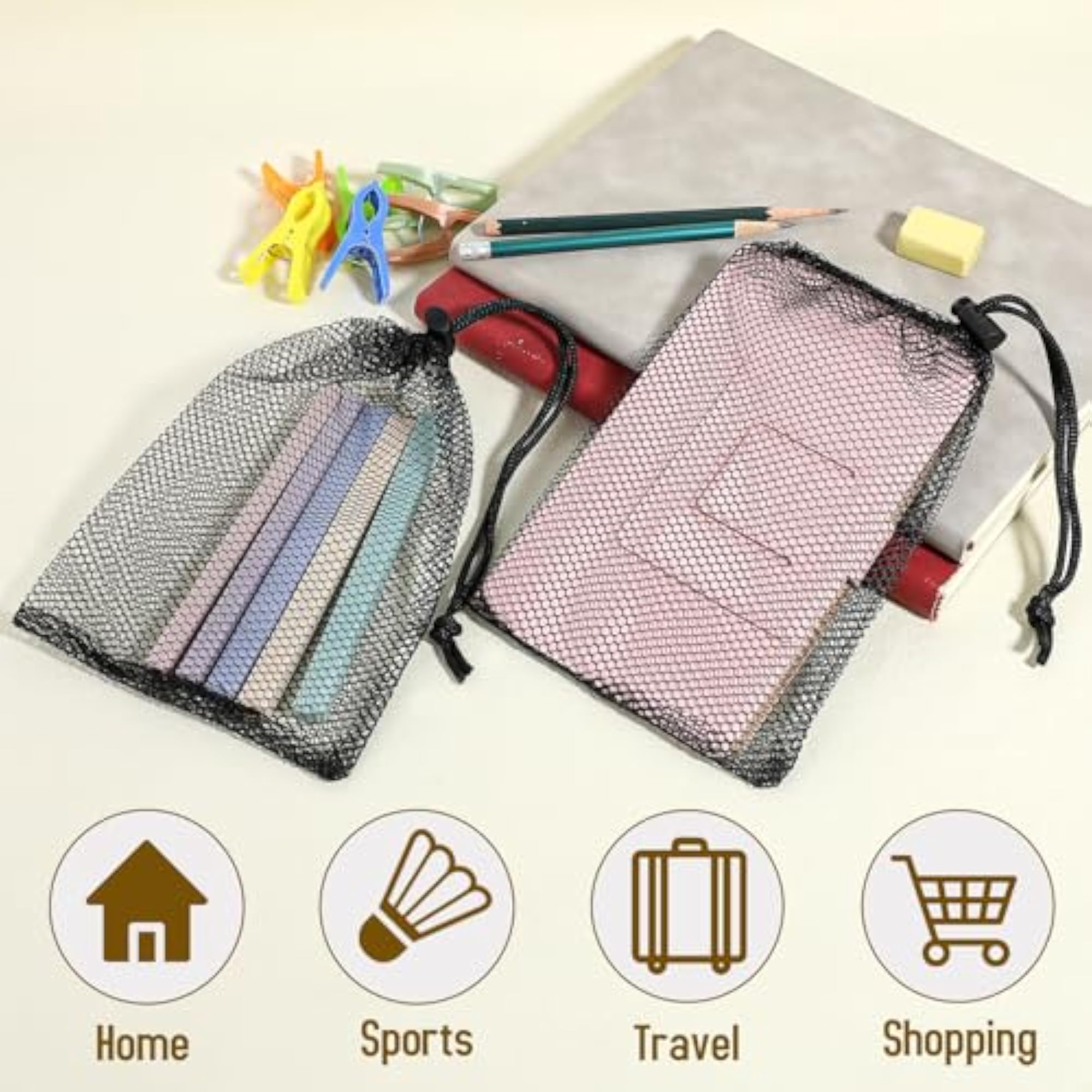 10PCS Small Mesh Drawstring Bags, Travel Storage Solution