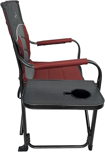 Miniatura 20 de XL Directors Silla con mesa auxiliar plegable, silla de campamento resistente soporta 400 libras, asiento plegable para exteriores de gran