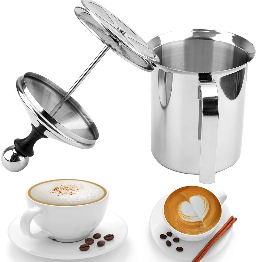 Espumador leche manual doble malla 400/800ml acero inox