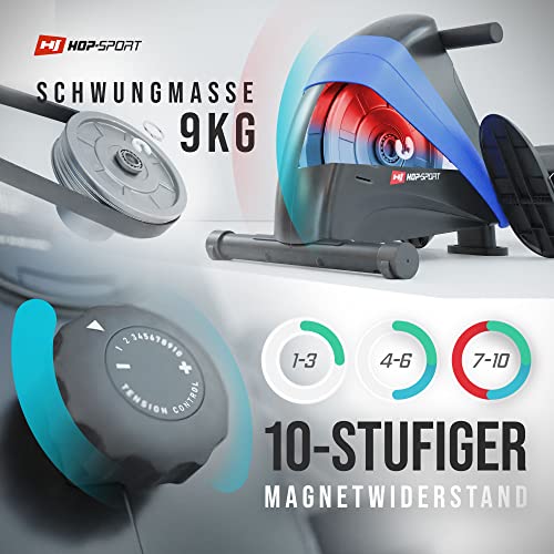 Hop-Sport Rudergerät für Zuhause Boost – Rudergerät klappbar mit kugelgelagertem Sitz, Computer & Magnetbremssystem, 10… – Bild 4