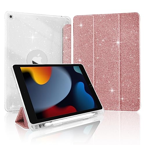 Étui iPad 10.2 rose clair avec porte-crayon pour iPad 9e, 8e et 7e génération