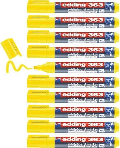 edding 363 whiteboard marker set - multi-coloured - 8 whiteboard pens - chisel nib 1-5 mm - whiteboard pen dry wipe - for whiteboards, flipcharts, magnetic, memo boards - sketchnotes - refillable
