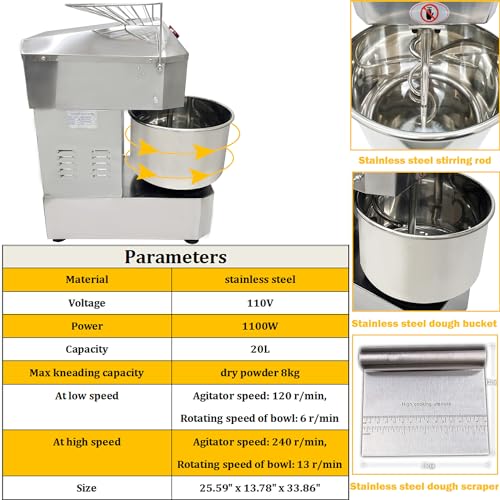 Dough-Mixer-Electric-Food-Mixer-Dough-Maker-Machine-Dough-Blender-Machine-Stainless-Steel-Dough-Mixing-Machine-with-Pure-Copper-Motor-Double-Action-Double-Speed-Flour-Mixing-Machine-110V-20L