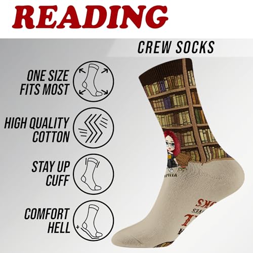 Personalized Just a Girl Who Loves Books Socks Custom Name Reading Crew Socks Cozy Library Gifts for Readers3