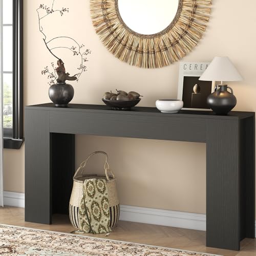 knoworld 63-Inch Long Console Table with LED Light, Farmhouse Sofa