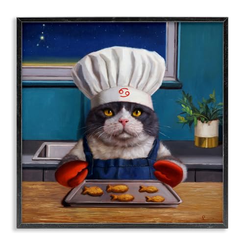 Cat Chef Astrological Symbol, 17 x 17 Inch Framed Giclée Print
