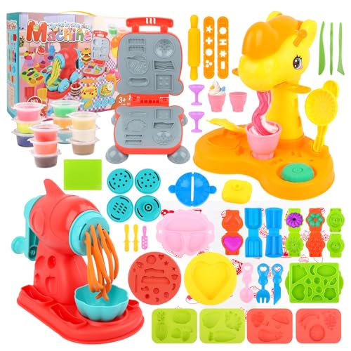 TNOMSNO Conjunto de Plastilina, 52 peças com 12 caixas, acessórios cozinha criações conjunto ferramentas de modelagem para 3-10 anos