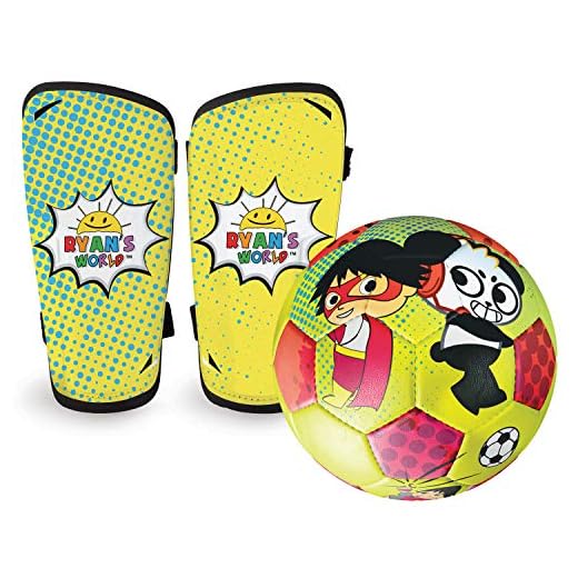 Franklin Sports Ryan's World Kids Soccer Set - Soccer Ball and Youth Shin Guard Set - Perfect Soccer Starter Set for Kids, Blue