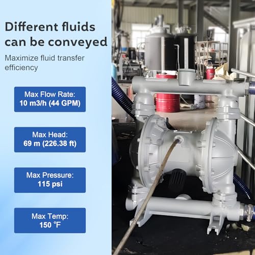 Image of AODD Pump 1.5 Inch Air Diaphragm Pump Pneumatic Transfer Pump | Pneumatic double diaphragm design provides stable flow for liquids, chemicals, oil and drainage applications