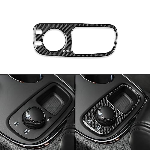 PJFUS Real Carbon Fiber Car Console Gear Shift AWD AUTO/Low Range Control Button Rotary Panel Frame Soft Sticker Compatible with Dodge Durango 2014-2020 Auto Premium Interior Accessories Black