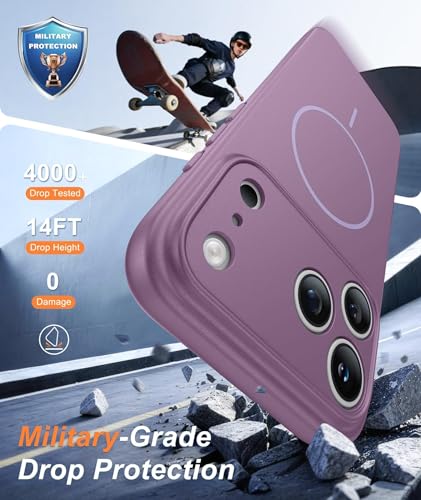 Image of FNTCASE for iPhone 17 Pro Case: [Compatible with Magsafe] Solid Matte 17 Pro Cases Purple with [Screen Protector] [Full Camera Protection] Military Grade Shockproof Protective Phone Cover, 6.3 inch