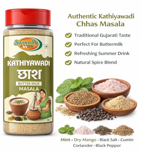 Image of Chaas Masala | Buttermilk Masala Powder for Digestion | Traditional Kathiyawadi Natural Cumin-Mint Blend for Summer Drink | Chach Masala for Home & Restaurant - 150g Pack