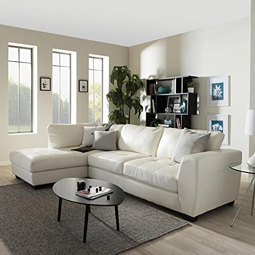 Homax. SF20 Solid Sal Wood Leatherette Upholstered Sofa 3 Seater Left Hand Side Facing Modular, Sectional, Corner L Shaped Sofa Set for Living Room Furniture, White Color-image-8