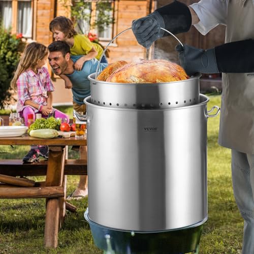 VEVOR Stainless Steel Stockpot, 100 Quart Large Cooking Pots, Cookware Sauce Pot with Basket, Lid, and Handle, Heavy Duty Commercial Grade Stock Pot, Sanding Treatment, for Large Groups Events Silver by VEVOR - Image 8